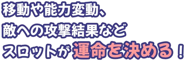 移動や能力変動、敵への攻撃結果などスロットが運命を決める！